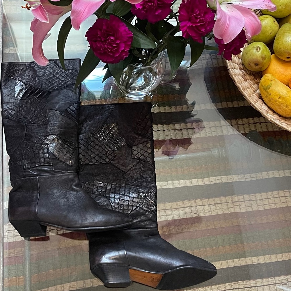 Maralo Black leather knee high boots 39.5/9